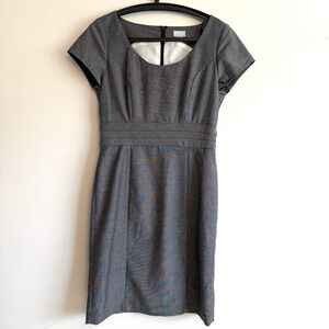 H&M Women’s Short Sleeve Gray Knee Length Dress Sz 8 Dainty Career Lined Office